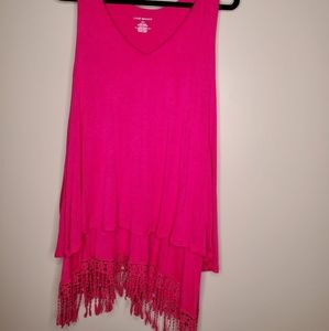 Lane Bryant 22/24 Hot Pink Tank Top With Fringe